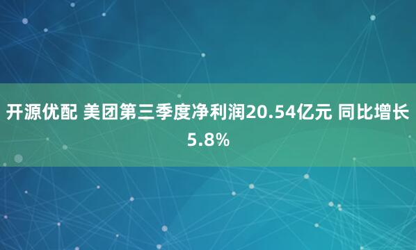 开源优配 美团第三季度净利润20.54亿元 同比增长5.8%